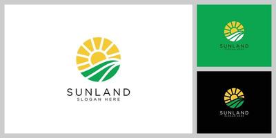 landscape sun logo vector design