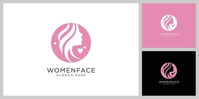 diseño de vector de logotipo de belleza de cara de mujer