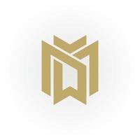 logotipo de letra inicial abstracta mw o wm en color dorado aislado en fondo blanco aplicado para el logotipo de gestión de riqueza también adecuado para las marcas o empresas que tienen el nombre inicial wm o mw. vector