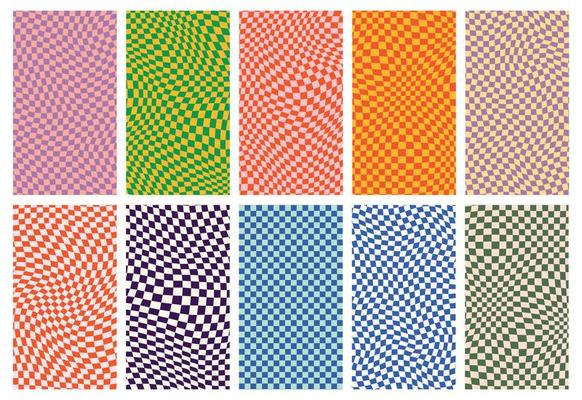 Groovy retro pattern background in psychedelic checkered backdrop style. A chessboard in a minimalist abstract design with a 60s 70s aesthetic vibe. hippie style y2k. funky print vector illustration
