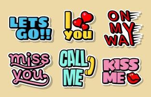 Cute Action Chat Sticker Set vector