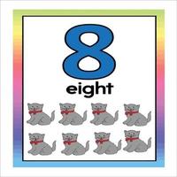 Coloring page - Numbers. Education and fun for children's. Baby first numbers - colorize and count. Printable worksheet - 8 eight with dog vector