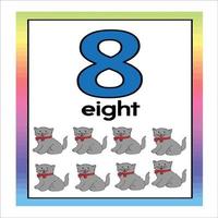 Coloring page - Numbers. Education and fun for children's. Baby first numbers - colorize and count. Printable worksheet - 8 eight with dog vector