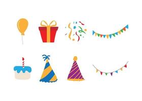 Birthday hand drawn set clipart illustration isolated vector