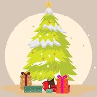 Merry Christmas and happy new year tree vector