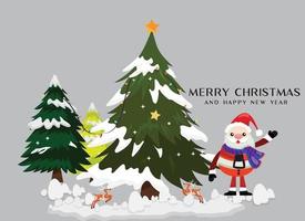 Merry Christmas and happy new year tree vector