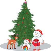 Merry Christmas and happy new year tree vector