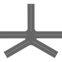 Five ways road junction top view. Highway part with marking isolated on white background. Roadway element for city map vector