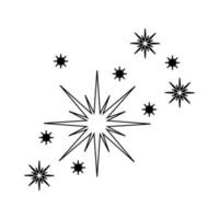 esbozar bengalas de fuegos artificiales. icono de estrellas centelleantes. símbolo de destello brillante. Partículas de luz estelar vector