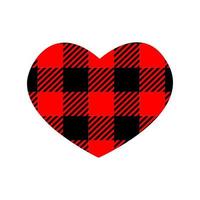 Heart shape with red and black buffalo pattern. Love symbol with gingham checkered print vector