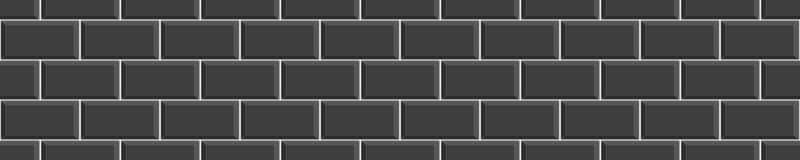 Black subway tile seamless pattern. Metro stone brick wall background. Kitchen backsplash or bathroom ceramic wall texture vector