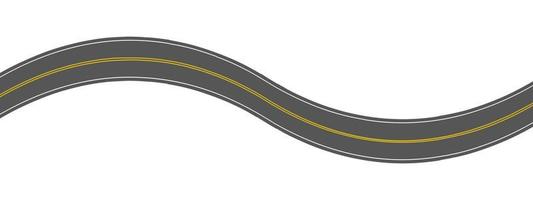 Empty winding asphalt road with marking. Horizontal aerial view. Seamless highway template. Element of street roadway vector