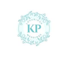 plantilla de logotipos de monograma de boda con letras iniciales kp, plantillas florales y minimalistas modernas dibujadas a mano para tarjetas de invitación, guardar la fecha, identidad elegante. vector