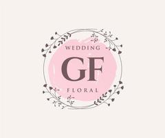 plantilla de logotipos de monograma de boda con letras iniciales gf, plantillas florales y minimalistas modernas dibujadas a mano para tarjetas de invitación, guardar la fecha, identidad elegante. vector