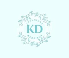 plantilla de logotipos de monograma de boda con letras iniciales kd, plantillas florales y minimalistas modernas dibujadas a mano para tarjetas de invitación, guardar la fecha, identidad elegante. vector