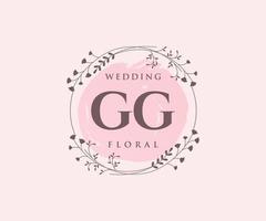 GG Initials letter Wedding monogram logos template, hand drawn modern minimalistic and floral templates for Invitation cards, Save the Date, elegant identity. vector