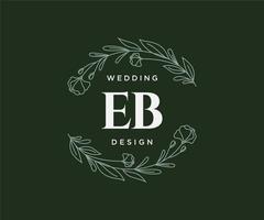 colección de logotipos de monograma de boda con letras iniciales eb, plantillas florales y minimalistas modernas dibujadas a mano para tarjetas de invitación, guardar la fecha, identidad elegante para restaurante, boutique, café en vector