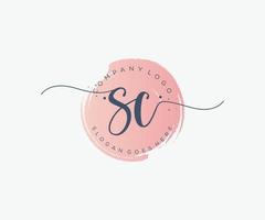 Initial SC feminine logo. Usable for Nature, Salon, Spa, Cosmetic and Beauty Logos. Flat Vector Logo Design Template Element.