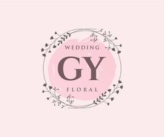 GY Initials letter Wedding monogram logos template, hand drawn modern minimalistic and floral templates for Invitation cards, Save the Date, elegant identity. vector