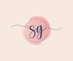 Initial SG feminine logo. Usable for Nature, Salon, Spa, Cosmetic and Beauty Logos. Flat Vector Logo Design Template Element.