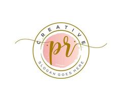 initial PR Feminine logo beauty monogram and elegant logo design, handwriting logo of initial signature, wedding, fashion, floral and botanical with creative template. vector