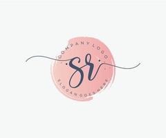 Initial SR feminine logo. Usable for Nature, Salon, Spa, Cosmetic and Beauty Logos. Flat Vector Logo Design Template Element.