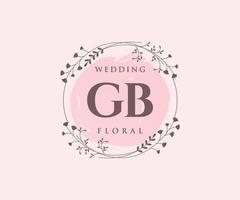 GB Initials letter Wedding monogram logos template, hand drawn modern minimalistic and floral templates for Invitation cards, Save the Date, elegant identity. vector