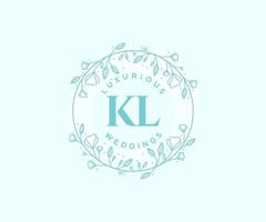 plantilla de logotipos de monograma de boda con letras iniciales kl, plantillas florales y minimalistas modernas dibujadas a mano para tarjetas de invitación, guardar la fecha, identidad elegante. vector