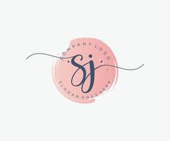 logotipo femenino inicial sj. utilizable para logotipos de naturaleza, salón, spa, cosmética y belleza. elemento de plantilla de diseño de logotipo de vector plano.