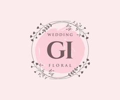 GI Initials letter Wedding monogram logos template, hand drawn modern minimalistic and floral templates for Invitation cards, Save the Date, elegant identity. vector