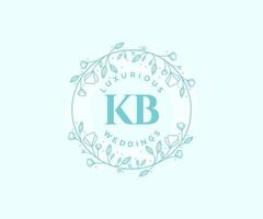 plantilla de logotipos de monograma de boda con letras iniciales kb, plantillas florales y minimalistas modernas dibujadas a mano para tarjetas de invitación, guardar la fecha, identidad elegante. vector