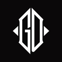 monograma del logotipo gd con plantilla de diseño aislado en forma de escudo vector