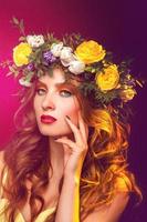 Gorgeous girl with wreath on hair photo