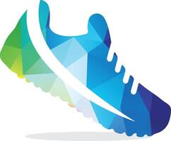 zapatillas de deporte de colores de low poly man aisladas. vector de zapato poligonal, moda, estilo deportivo, ilustración de zapatos de geometría abstracta