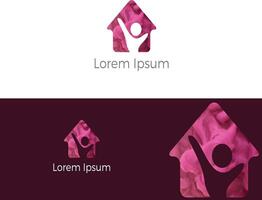 Charity and care home logo design. People in home vector icon.