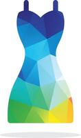 vestido colorido, vestido de mujer estilo low poly, traje hexagonal vector