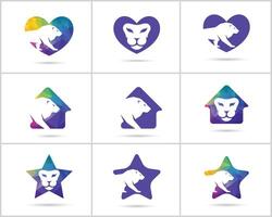 colección de diseño de logotipo de león de baja poli. casa de lujo, logotipo inmobiliario vector