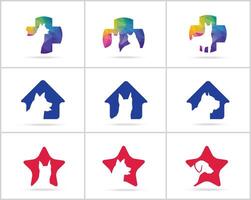 conjunto de diseño de logotipo de perro, centro de cuidado de mascotas, iconos de vector de hospital de animales.