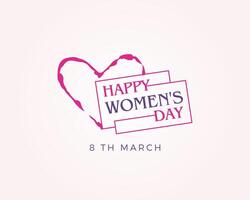 Happy Women's Day vector Card to 8 March in pink color typography. beautiful woman with heart shape illustration.