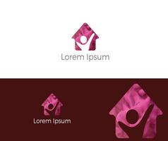 Charity and care home logo design. People in home vector icon.