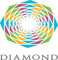 Diamond logo, Crushing abstract pattern. Colorful precious stone logotype. vector