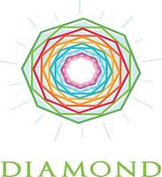 Diamond logo, Crushing abstract pattern. Colorful precious stone logotype. vector