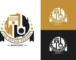 Automobile, car repairing service logo design, wrench in gear icon, mechanic tools vector illustration.