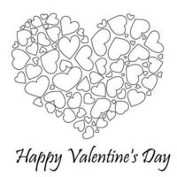 Happy Valentine's Day with hand draw hearts in doodle style. Vector illustration. Hand draw Valentine card.