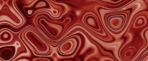 Dark red liquid wavy lines background with glowing edges. Liquid mix fluid blend surface and gradient texture. vector