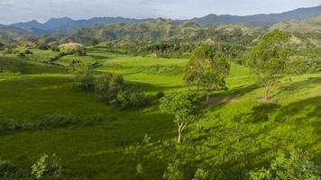 Aerial view of hills and grass photo