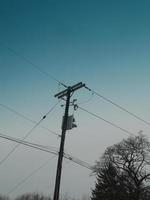 Power Lines and Post Blue Fade photo