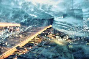 the photo was taken with a long exposure and dynamic movement.