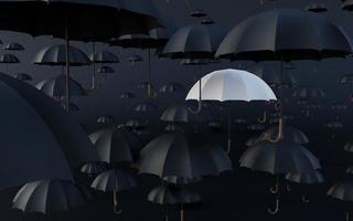Different, unique and standing out of the crowd umbrella, 3D Rendering