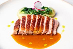 grilled duck breast steak with sauce